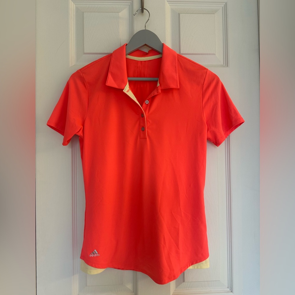 Adidas Women’s Performance Polo Shirt Bright Coral Orange Athletic Golf